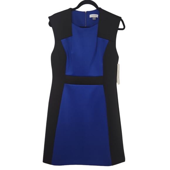 Calvin Klein Women's Blue and Black Colorblock Sheath Dress Size 10 NWT - Picture 3 of 10